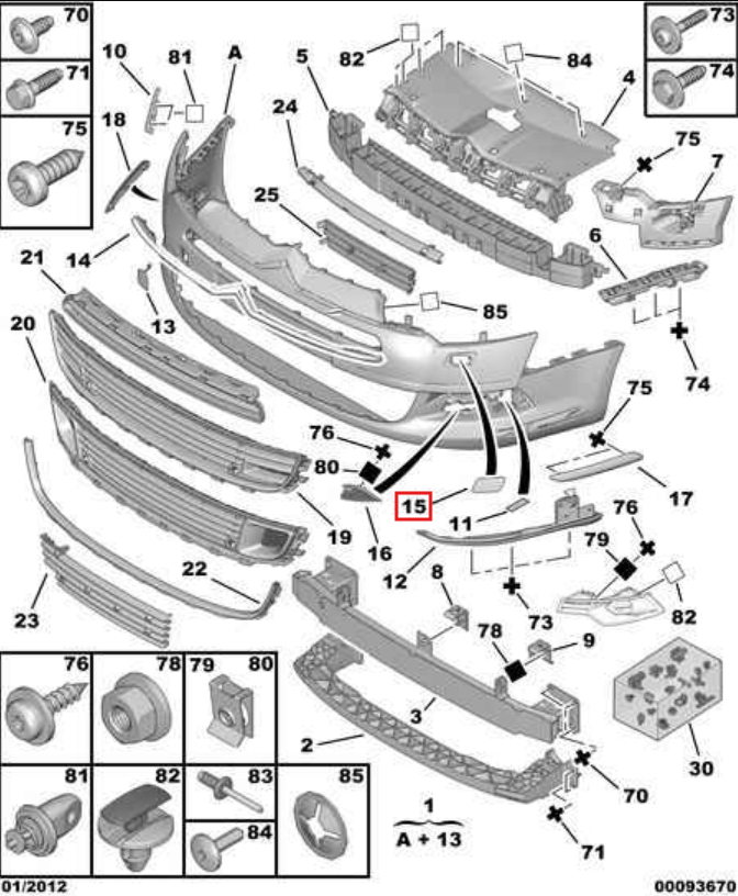 Citroen C5 Headlight Washer Nozzle Cover Primed Left or Right (9681158580 / 9681158480) — view 4
