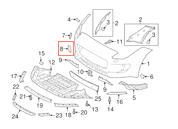 Jaguar F-TYPE Coupe Front Bumper Eye Cap Cover T2R2871 — view 3