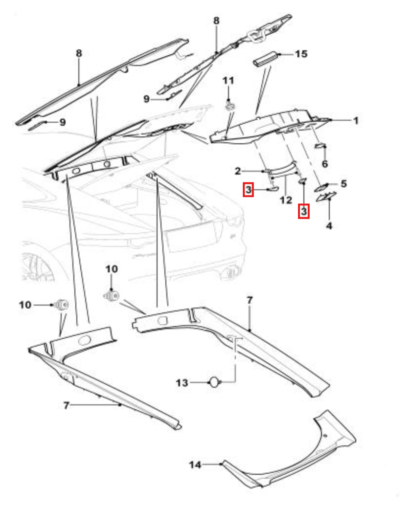 Jaguar F-Type Tailgate Handle Covers Set of 2 Atlas Silver — view 4