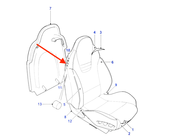 Jaguar X100 XK8 Coupe Seat Tilt Surround Trim Lever Knob - Front Seat - GJB4760AA — view 8