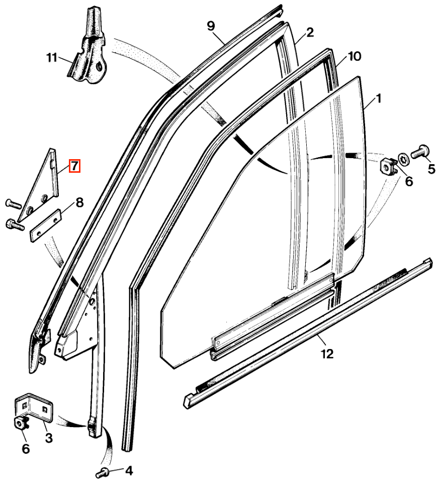 Jaguar XJ6 XJ12 Front Window Triangle Cheater Plate Left or Right Black BDC4137 / BDC4136 — view 5