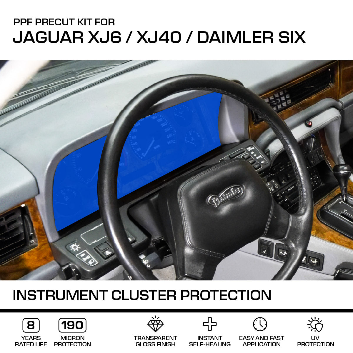 Jaguar XJ6 XJ40 Daimler Six Instrument Cluster Protection PPF Paint Protection Film — view 2