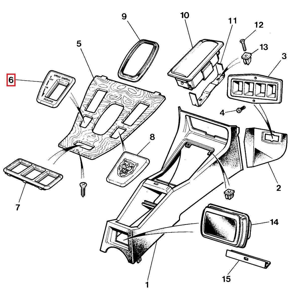 Jaguar XJS Cruise Control Switch Surround Trim - Replacement (OEM BEC15275PDA) — view 4