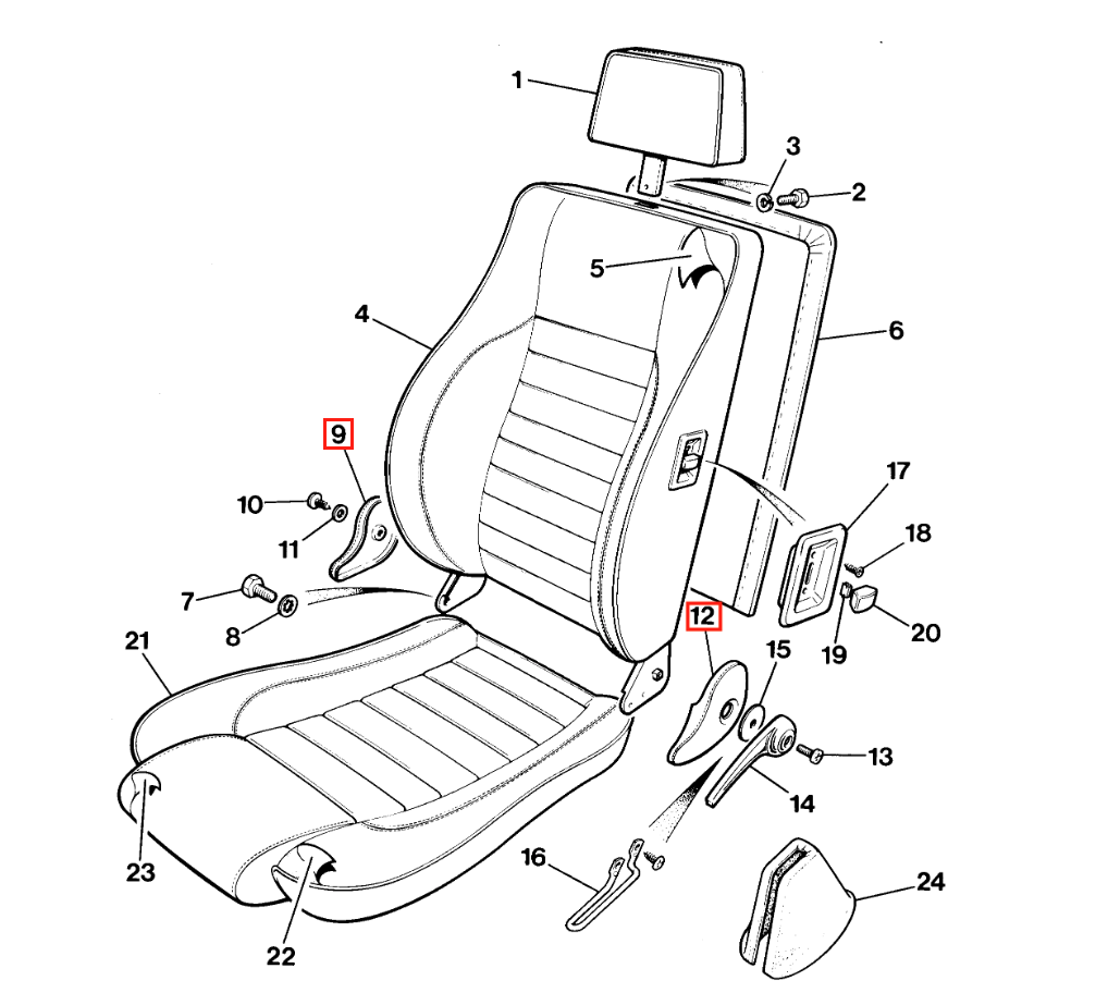 Jaguar XJS Front Seat Trim Cover Left or Right Two Versions All Colours BDC5572 / BDC5573 / BCC7973 / BCC7972 — view 6
