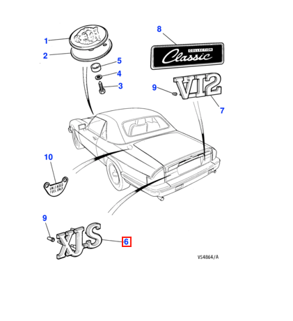 Jaguar XJS Rear Emblem Black BCC3665 — view 4