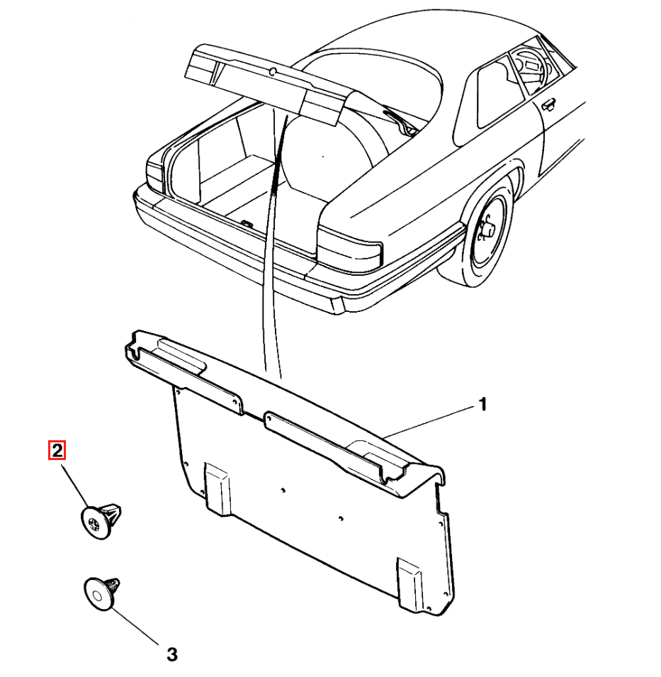 Jaguar XJS Trunk Lid Carpet or Liner Fastener Set of 5 All Colours (GHE3680AALFD) — view 4