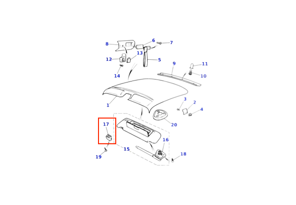 Jaguar XJS, XJ6, XJ8, XJ12, XJR Sun Visor Support Clips Set Of 2 ( Sunvisor 1986 to 2001 HMD1084AAAEE ) — view 9