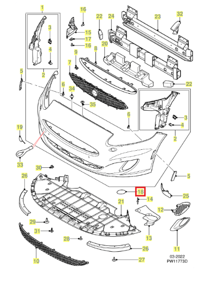 Jaguar XK XKR Headlight Washer Cover Primed Left or Right (BW8313L019 / C2P23424XXX) — view 4
