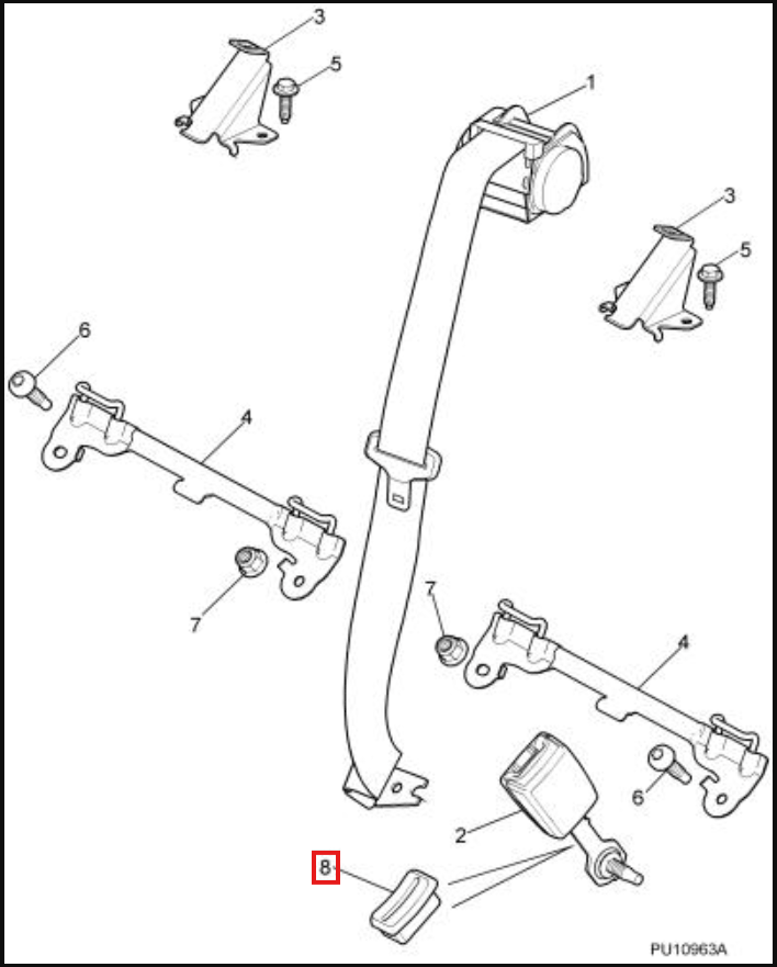 Jaguar XK XKR Rear Seat Belt Cover Panel Left or Right 6W83-611B91-A / 6W83-611B90-A — view 5