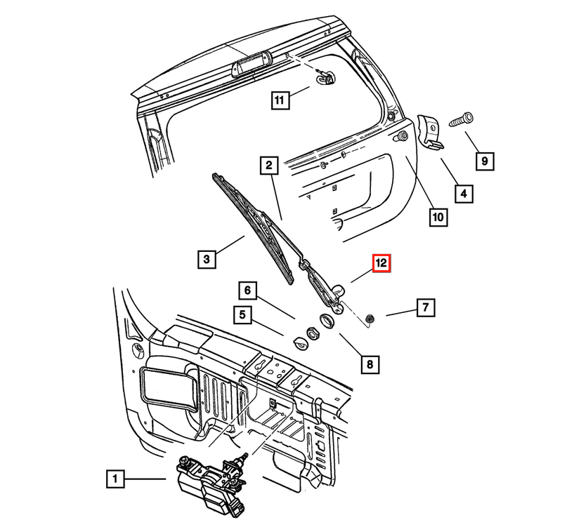 Jeep Liberty Grand Cherokee Wiper Arm Cover Black (5014217AA) — view 4