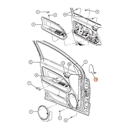 Jeep Patriot Front Door Mirror Flag Cover Trim Plug Left or Right Black 1KT57TRMAA / 1KT56TRMAA — view 4