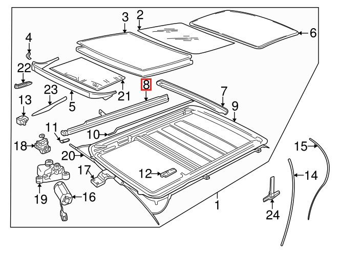 Jeep Range Rover P38 Land Rover L314 Jeep Cherokee Volvo S40 S60 Sunroof Repair Kit (EHD100140) — view 4