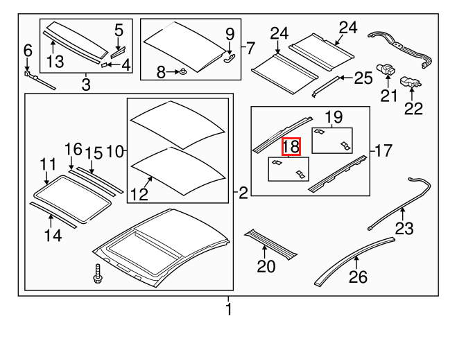 Kia Optima Sunroof Guide Clips Front Repair Kit Left and Right Black (81655-3S000) — view 4