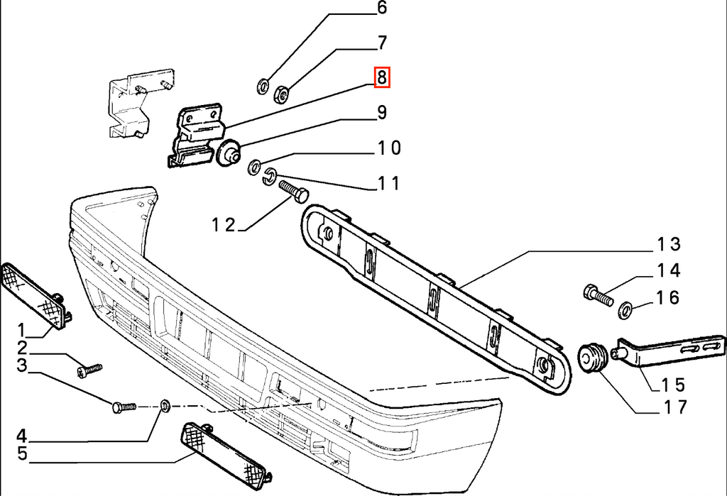 Lancia Delta HF Integrale EVO Front Bumper Mount Bracket Left or Right Black (82454775 / 82454776) — view 4