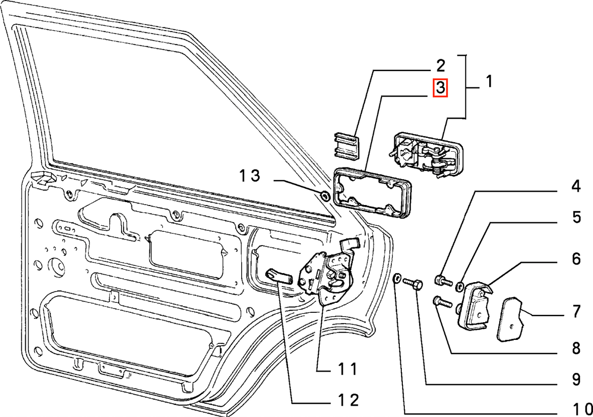Lancia Delta HF Integrale EVO Outer Handle Seal Gasket Black (82357528) — view 4