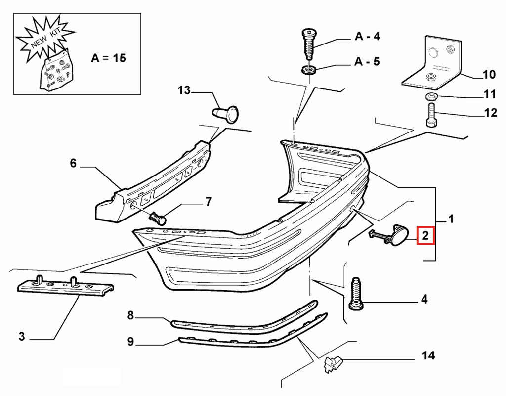 Lancia Lybra Rear Bumper Tow Hook Cap Cover Primed (735266984) — view 5