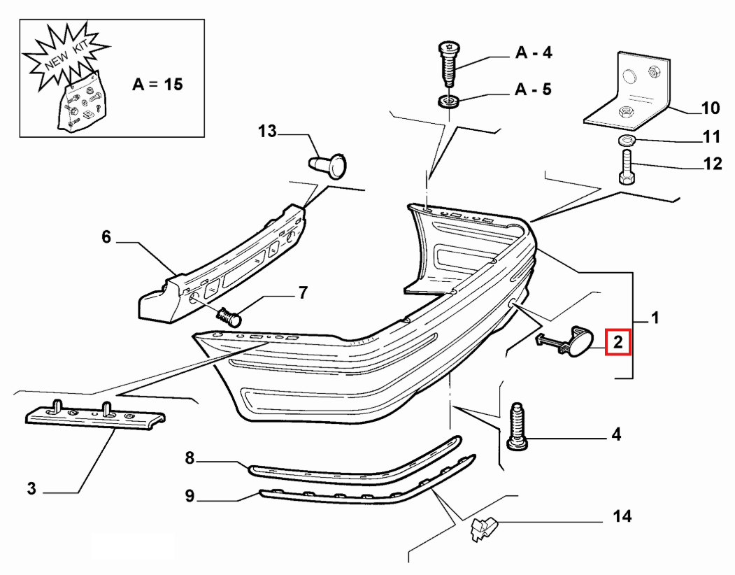 Lancia Lybra Rear Bumper Tow Hook Cap Cover Primed (735266984) — view 5