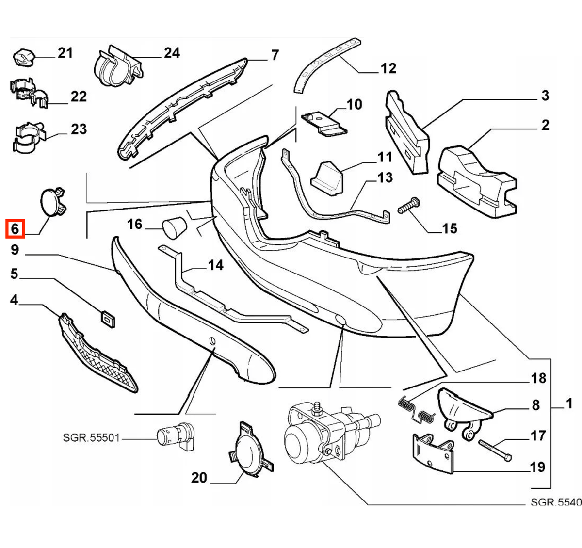 Lancia Thesis Front Bumper Tow Hook Cover Cap Primed (156022661) — view 4