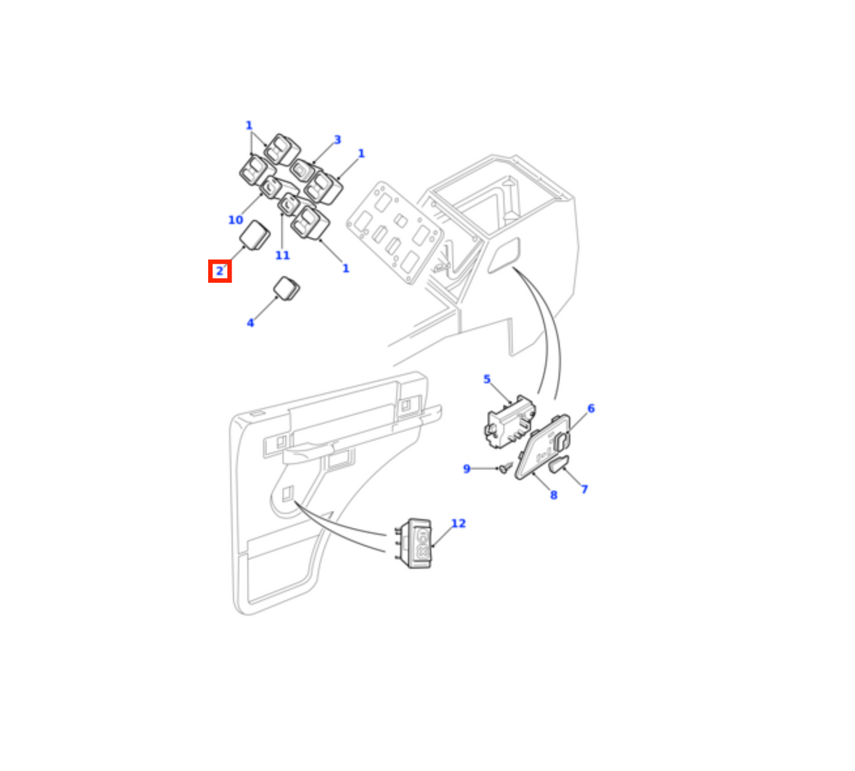 Land Rover Discovery 1 Centre Console Switch Button Blank with USB-Charge Port Black (FJA10001LNF) — view 4