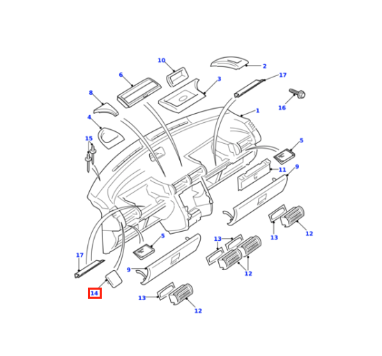 Land Rover Freelander L314 Mirror Control Blank-Facia Light Smokestone (FBV100950PUY) — view 4
