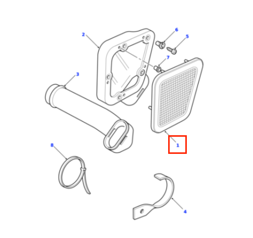 Land Rover Defender Grille-Cold Air Intake Adaptor Induction System Left Or Right Black BTR6188 — view 3
