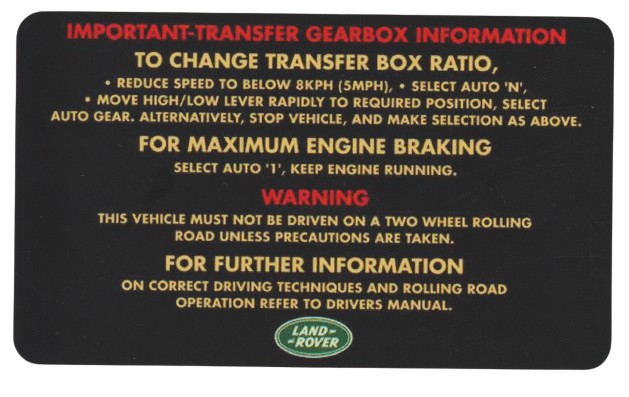 Land Rover Range Rover Classic Cover Fuses Frame Decal Sticker BTR1314