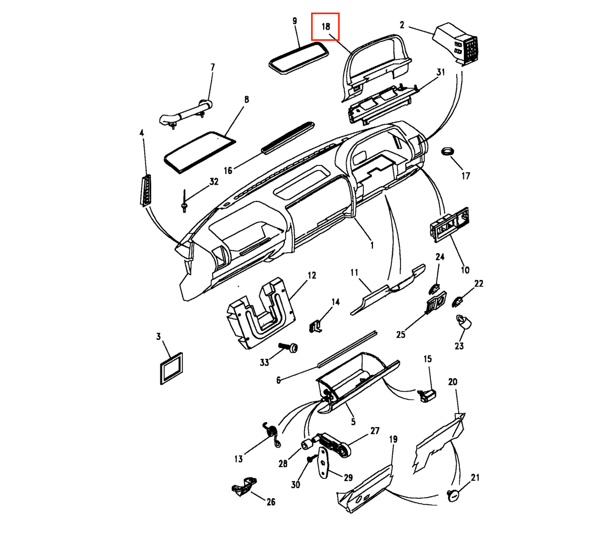 Land Rover Range Rover Classic Soft Dash Instrument Cluster Surround Black (AWR1166LNF) — view 5