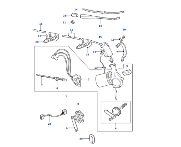 Land Rover Range Rover Classic Wiper Arm Cover Set of 3 Black (LR058466) — view 4