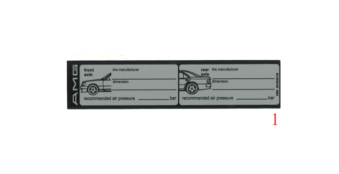 Tyre Pressure Placard Label - AMG / Brabus / Lorinser Wide-Base - Replacement Decal