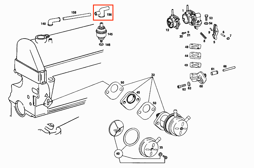 Mercedes-Benz W115 W123 G Class Separator Mold Hose Valve Pants Connection Rubber - A1150160081 — view 3