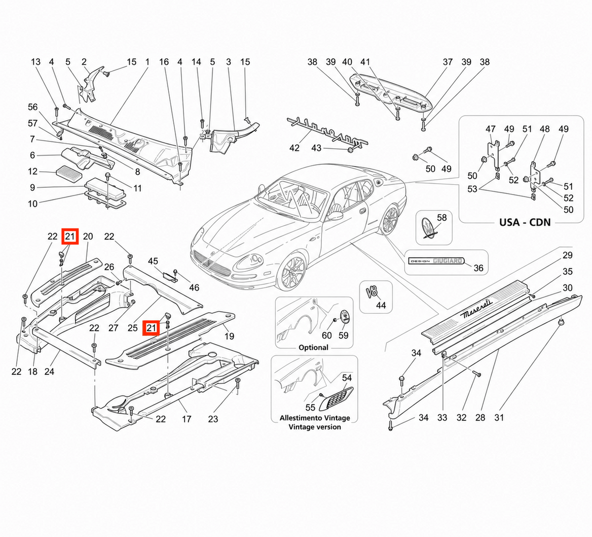 Maserati 3200GT / 4200GT / GranSport Engine Bay Cover Latches Complete Set Black (68503400) — view 5