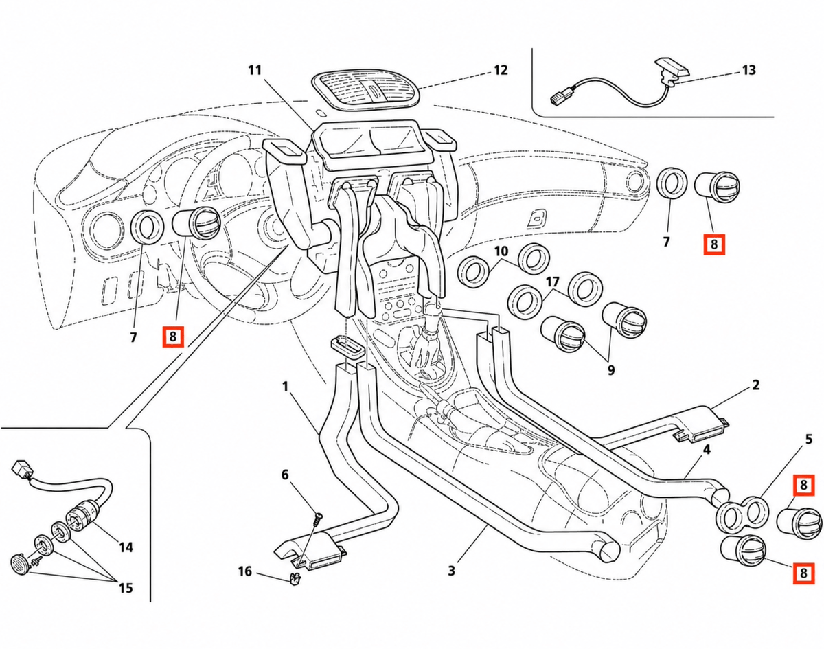 Maserati 3200GT / 4200GT / MC12 Air Vent Nozzle Black (382300802) — view 5