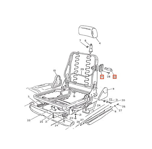 Maserati Biturbo Seat Adjust Knob and Finisher Tab (566905531 & 53696532) — view 4
