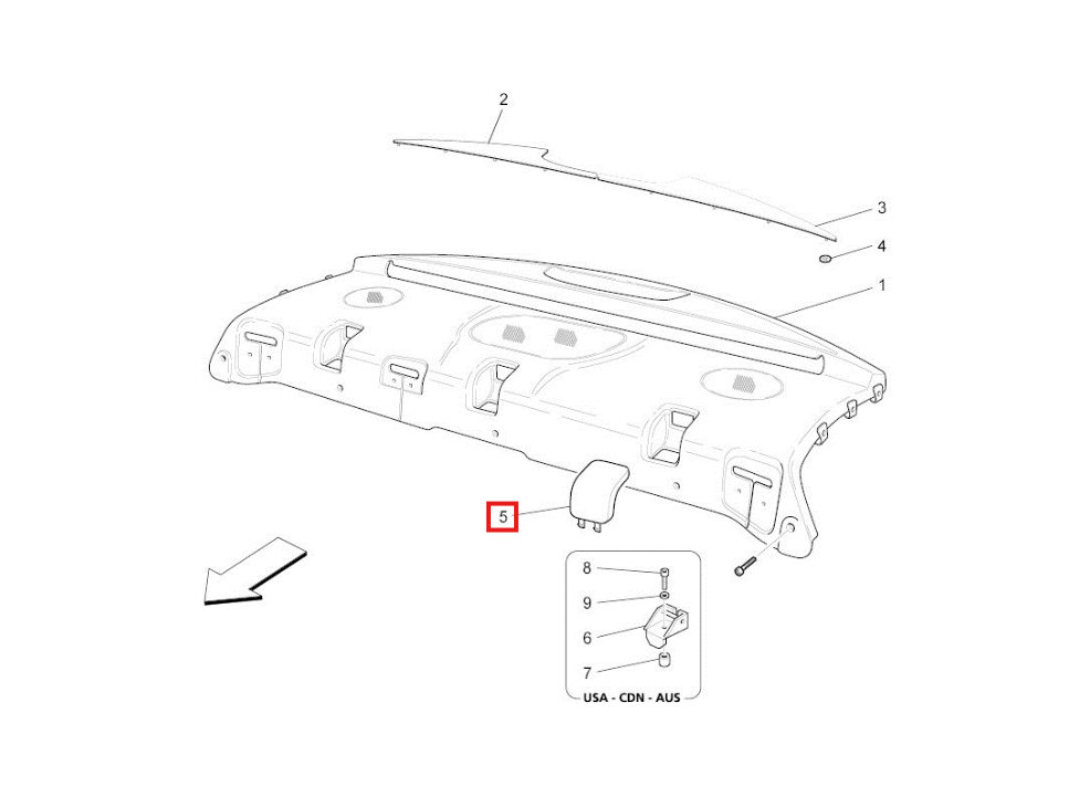 Maserati Quattroporte M139 Rear Window Frame Cover Isofix Plug (66948100) — view 4
