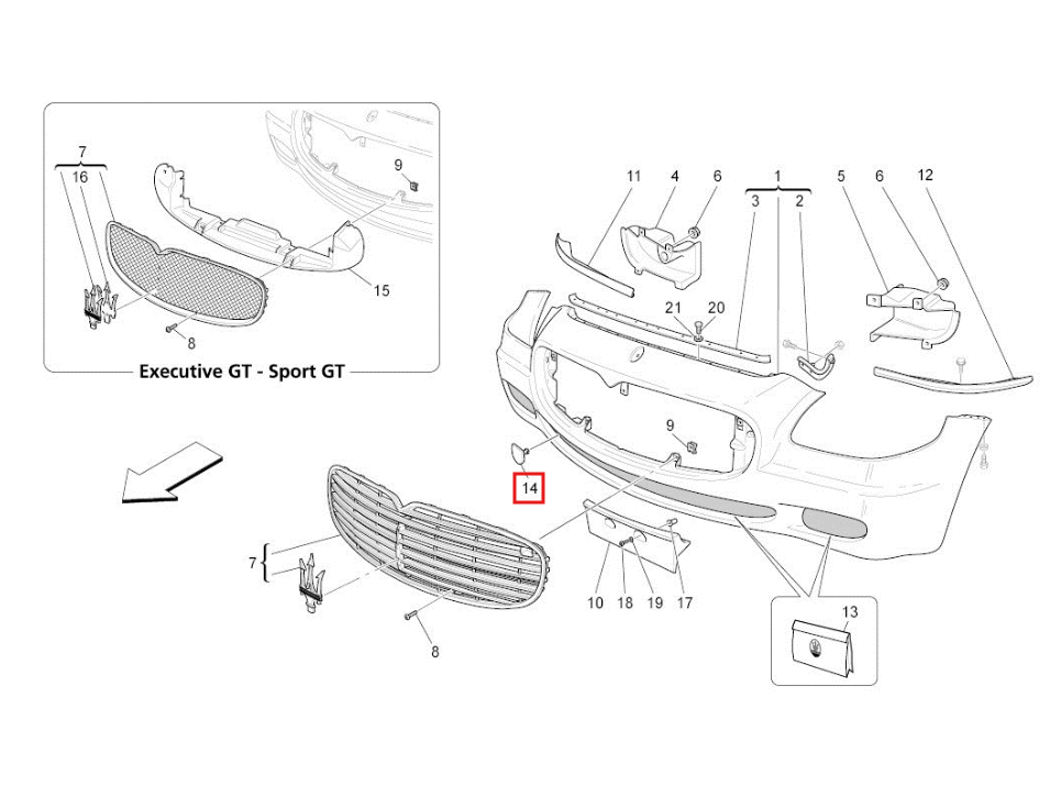 Maserati Quattroporte V Front Bumper Tow Hook Cover Black (67316700) — view 4