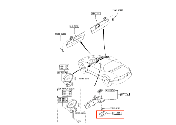 Mazda Miata MX5 Rear View Mirror Stalk Cover Black GJ21-69-225 00 — view 3