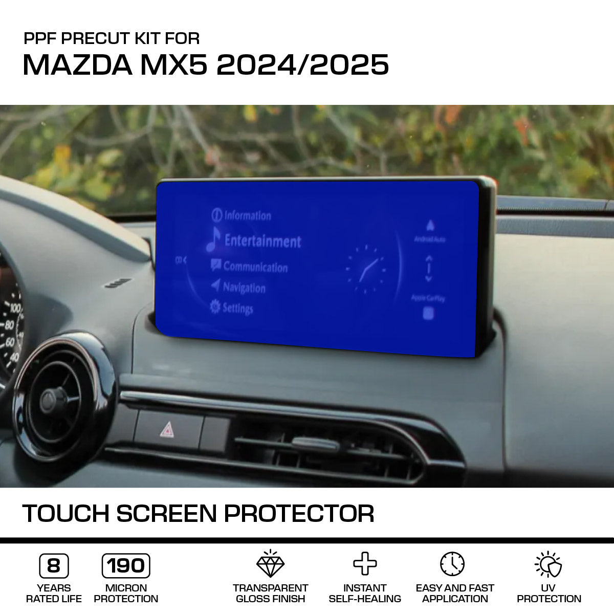 Mazda Mx5 Touch Screen Protector – PPF Paint Protection Film Precut — view 2