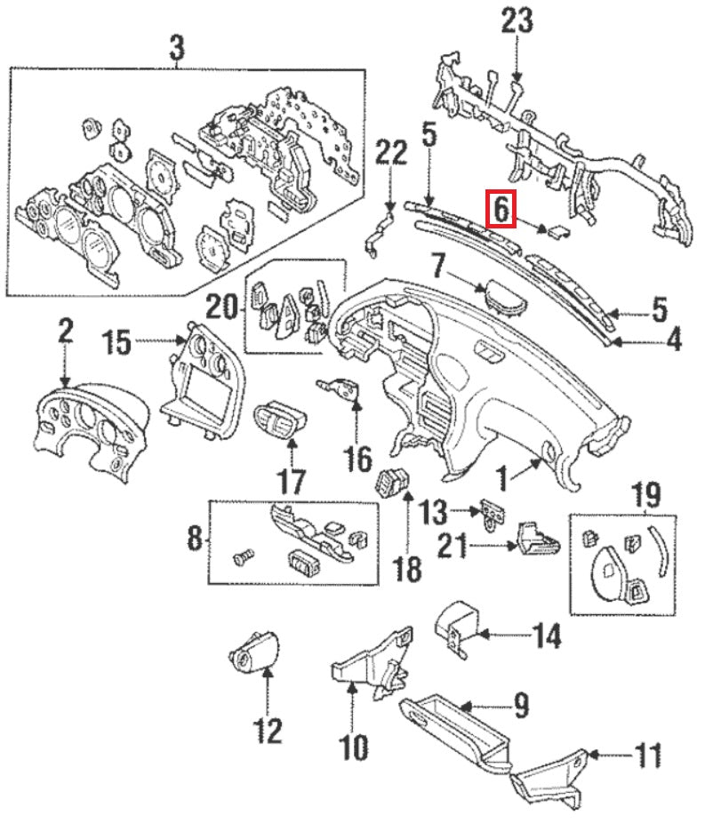 Mazda RX7 Defrost Center Cover Black FD01-64-905 02 — view 3