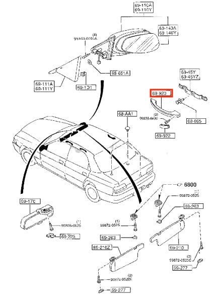 Mazda RX3 808 RX2 Capella Interior Roof Handle Black 0866 69 920 — view 4