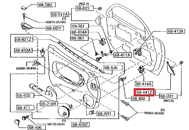Mazda RX7 Inner Door Corner Garnish Trim Cover Left Or Right Black F10068DJYC / F10068DJXC — view 4