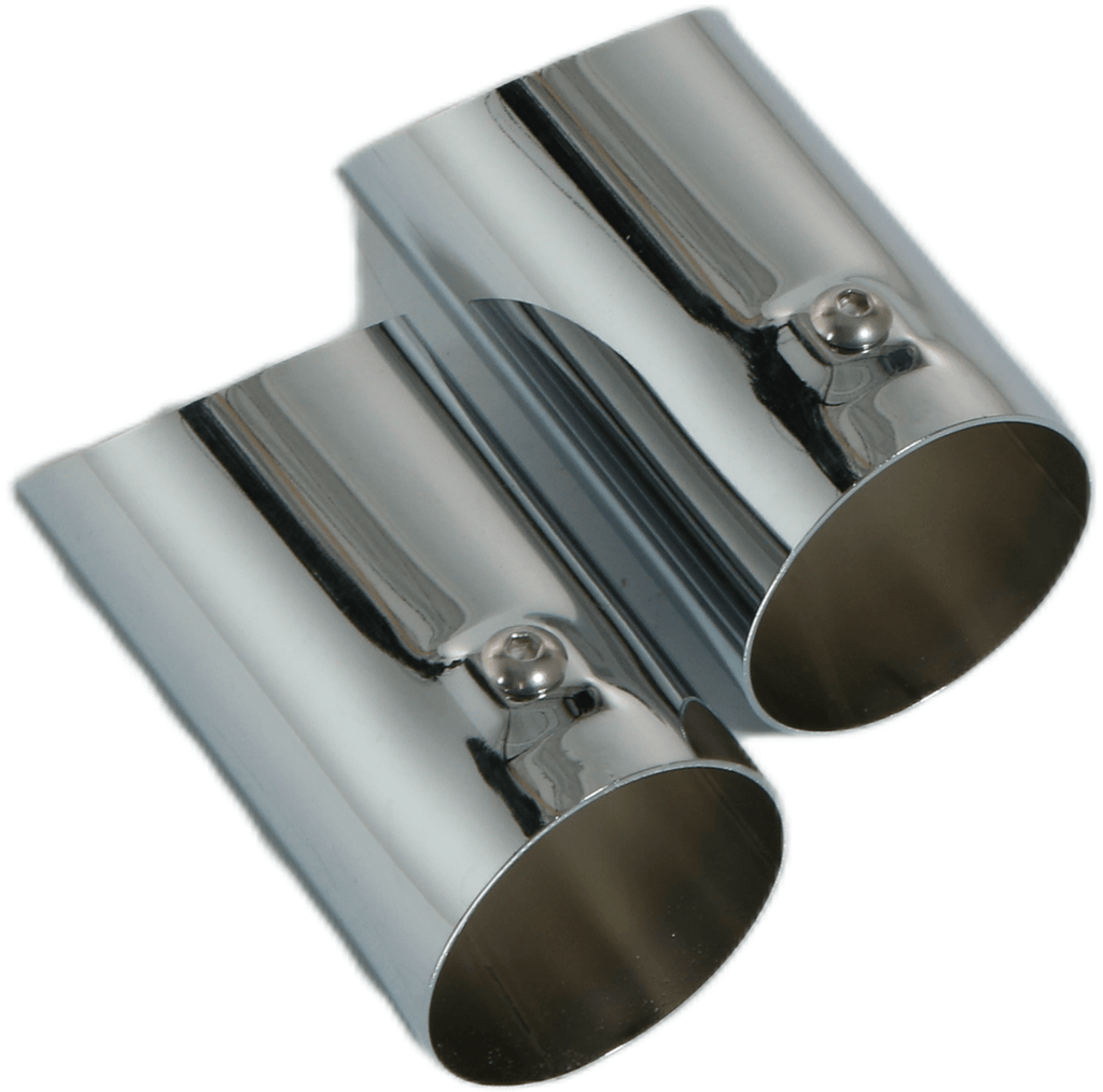 Mercedes-Benz R107 Glossy Chrome Exhaust Trim Set of 2 (A1074908421) — view 3
