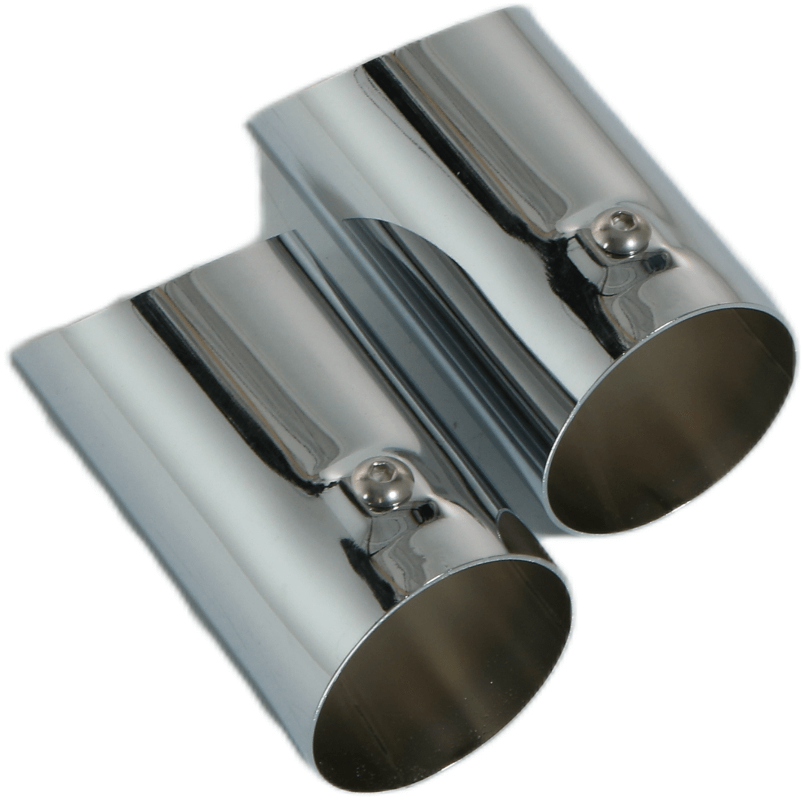Mercedes-Benz R107 Glossy Chrome Exhaust Trim Set of 2 (A1074908421) — view 3