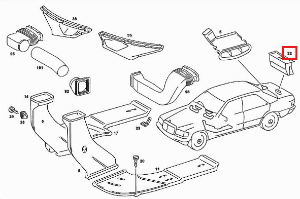 Mercedes-Benz W201 190E Trunk Breather Ventilation Valve Black (A2018300242) — view 6