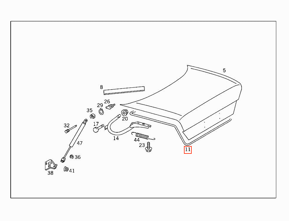 Mercedes-Benz C124 Trunk Seal Weatherstrip (A1247500298) — view 4