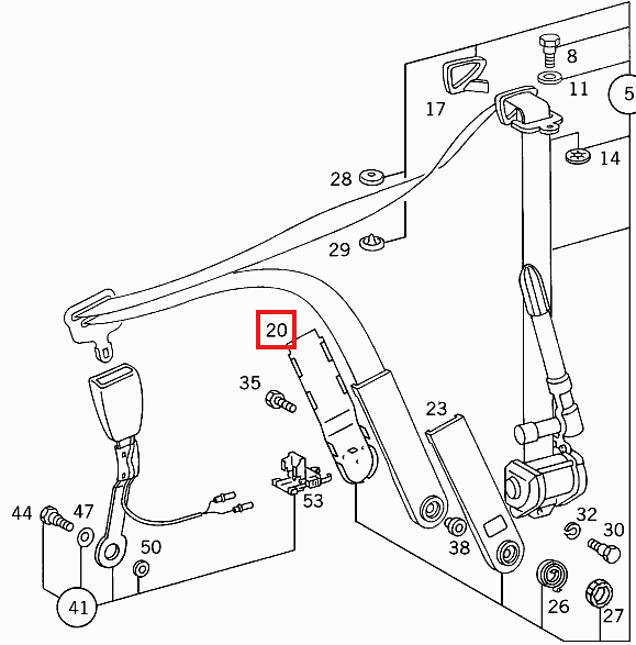 Mercedes-Benz Benz C124 Coupe Seat Belt Outer Cap Cover Black (A1248680481) — view 4