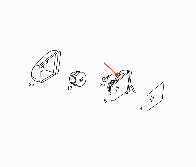 Mercedes-Benz Benz S W140 C W202 E W210 S202 S210 Mirror Repair Kit Left or Right Black (2028110298 / A2108106316) — view 4