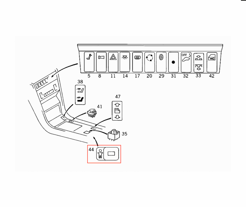 Mercedes-Benz Benz W124 R129 Child Safety Window Switch Cover Black (1248204910) — view 4