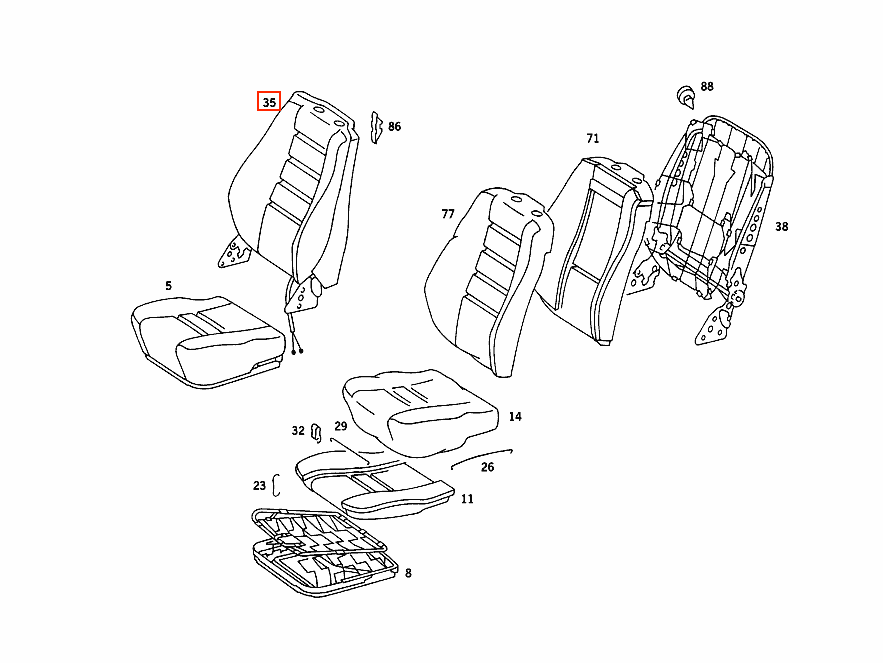 Mercedes-Benz C126 SEC Front Seat Headrest Upholstery Covers – All Colours (A1269706050) — view 5