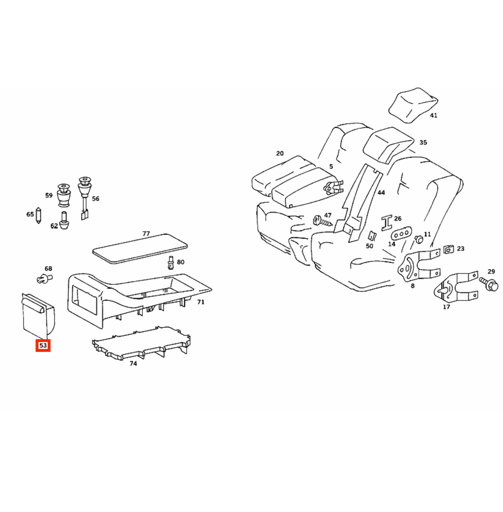 Mercedes-Benz C126 SEC Rear Bench Box Wooden Ashtray Finisher Trim (A1268101330) — view 5