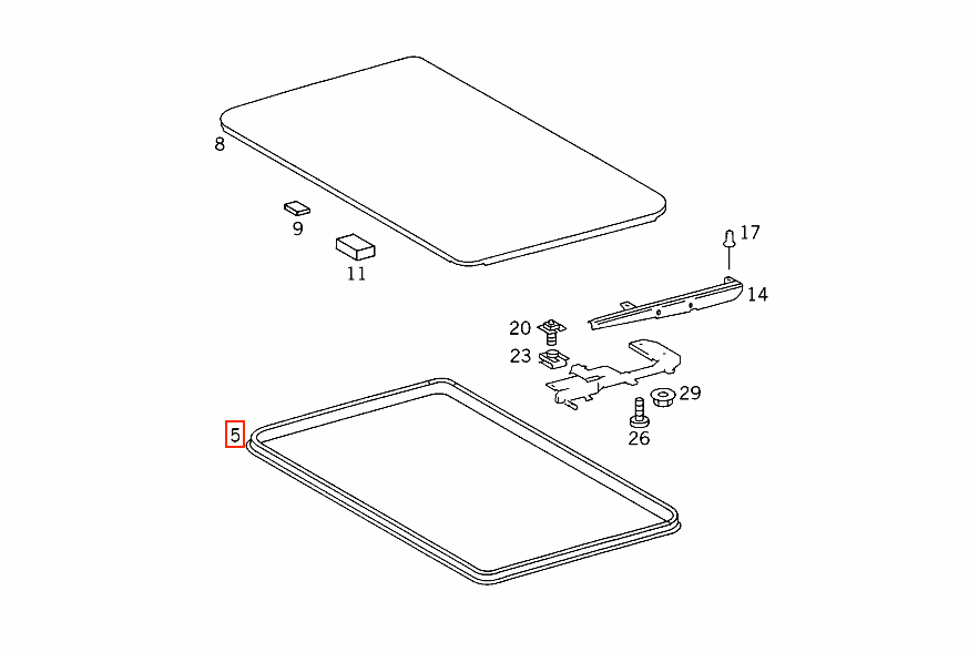 Mercedes-Benz C126 / W140 Sunroof Seal (A1267800198) — view 4